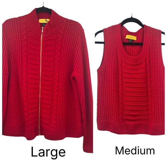 St John By Marie Gray 2-pc Red Sweater Set Wool Medium Large